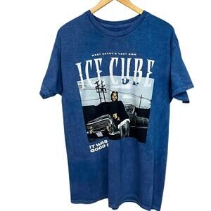 ICE CUBE CAR‎ Blue Distressed Crew Neck Short Sleeve Licensed T-Shirt Size Large